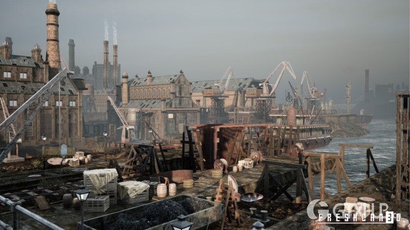 UE虚幻引擎带造船厂的旧工业城镇包含各种高质量资产 Old Industrial City and Shipyard with Factory Interiors