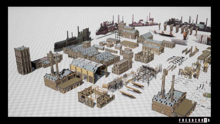 UE虚幻引擎带造船厂的旧工业城镇包含各种高质量资产 Old Industrial City and Shipyard with Factory Interiors