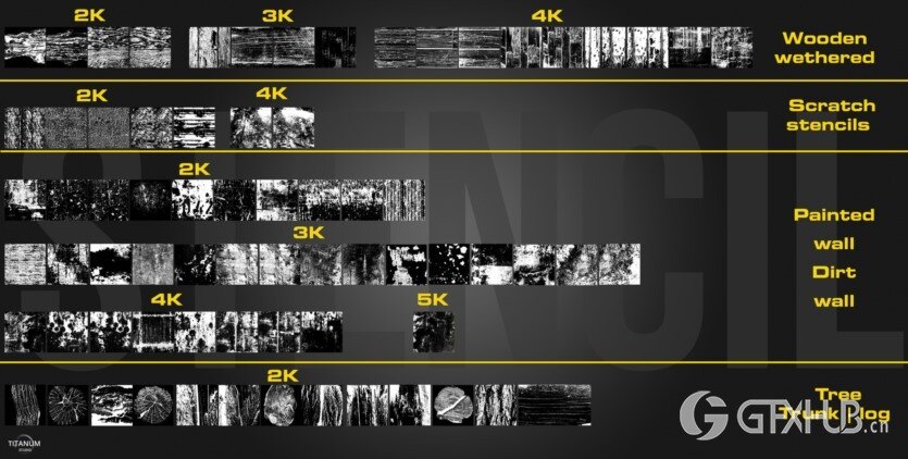 120+ 黑白蒙版风化木材和划痕彩绘墙壁 120+ Stencil library Grunge - Flakes - Weathered wood & Scratches + painted walls series 01