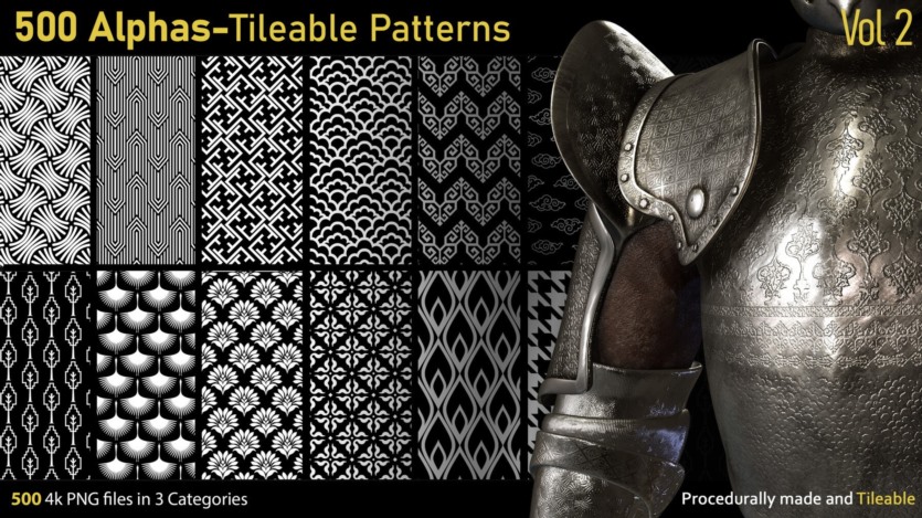 500个Alphas可平铺图案 500 Alphas Tileable Patterns Vol 2