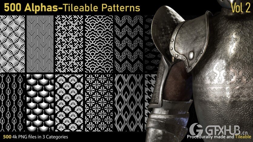 500个Alphas可平铺图案 500 Alphas Tileable Patterns Vol 2
