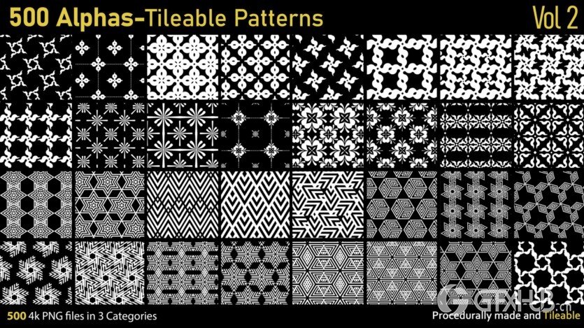 500个Alphas可平铺图案 500 Alphas Tileable Patterns Vol 2