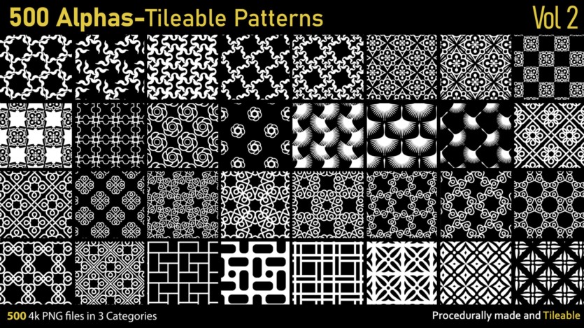 500个Alphas可平铺图案 500 Alphas Tileable Patterns Vol 2