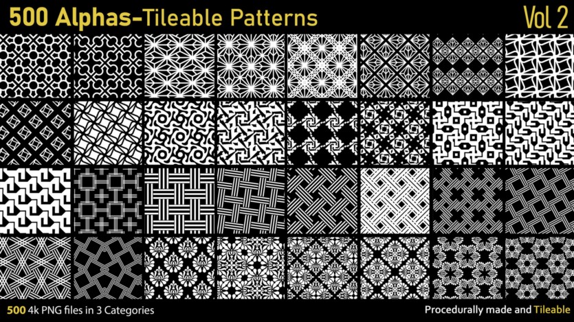 500个Alphas可平铺图案 500 Alphas Tileable Patterns Vol 2