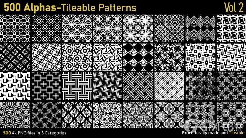 500个Alphas可平铺图案 500 Alphas Tileable Patterns Vol 2