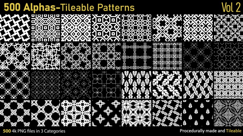 500个Alphas可平铺图案 500 Alphas Tileable Patterns Vol 2