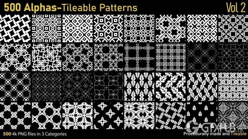 500个Alphas可平铺图案 500 Alphas Tileable Patterns Vol 2
