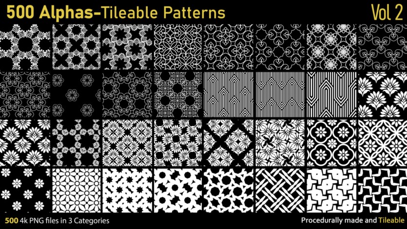 500个Alphas可平铺图案 500 Alphas Tileable Patterns Vol 2