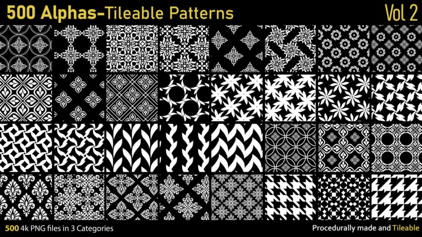 500个Alphas可平铺图案 500 Alphas Tileable Patterns Vol 2