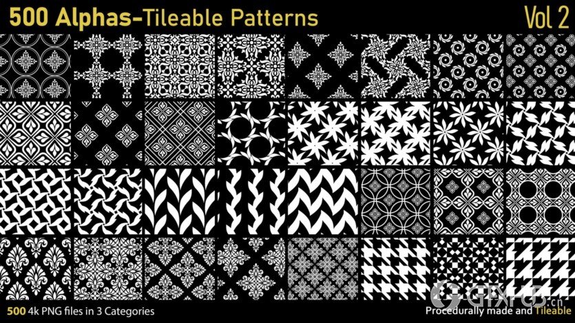 500个Alphas可平铺图案 500 Alphas Tileable Patterns Vol 2