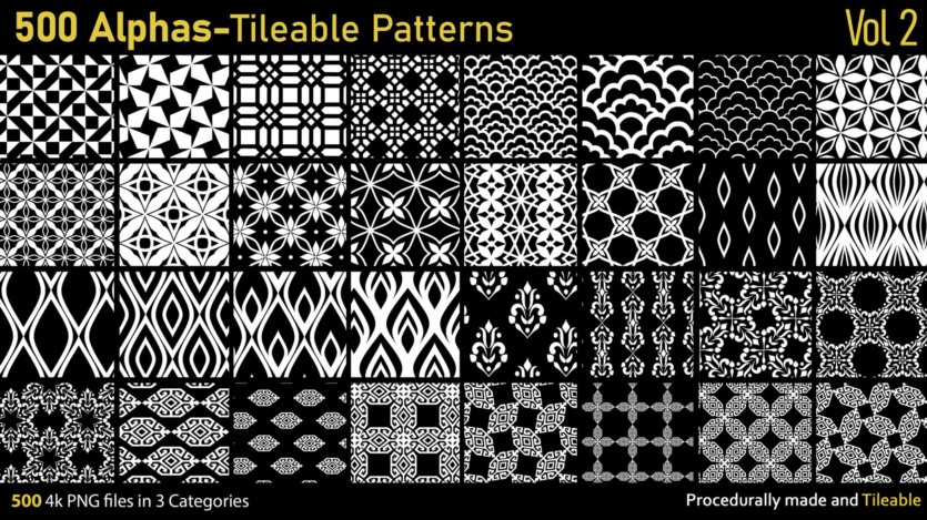 500个Alphas可平铺图案 500 Alphas Tileable Patterns Vol 2