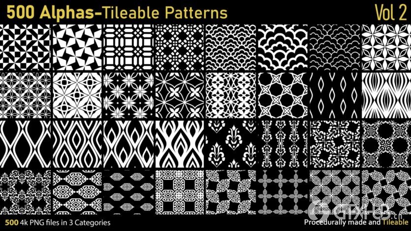 500个Alphas可平铺图案 500 Alphas Tileable Patterns Vol 2