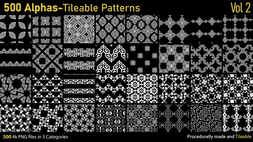 500个Alphas可平铺图案 500 Alphas Tileable Patterns Vol 2