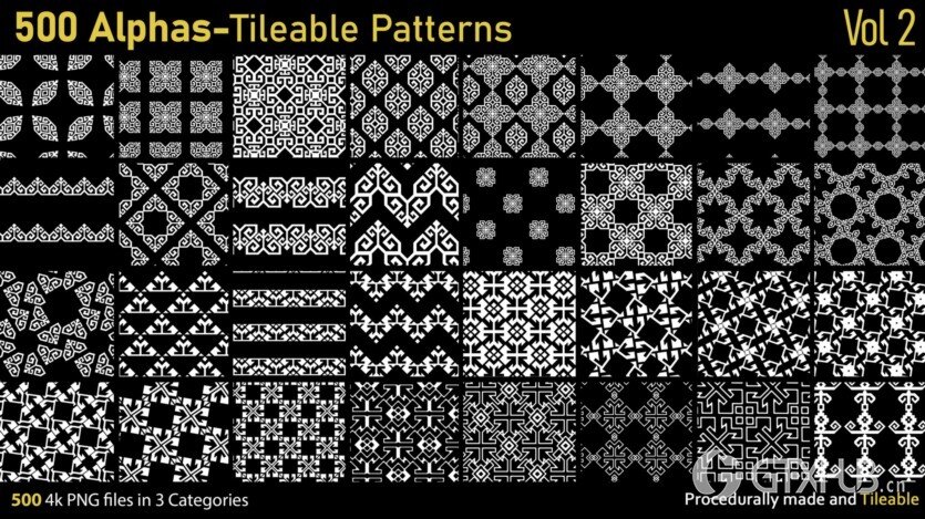 500个Alphas可平铺图案 500 Alphas Tileable Patterns Vol 2