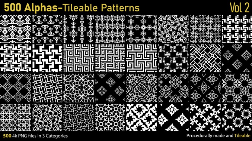 500个Alphas可平铺图案 500 Alphas Tileable Patterns Vol 2