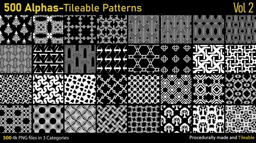 500个Alphas可平铺图案 500 Alphas Tileable Patterns Vol 2