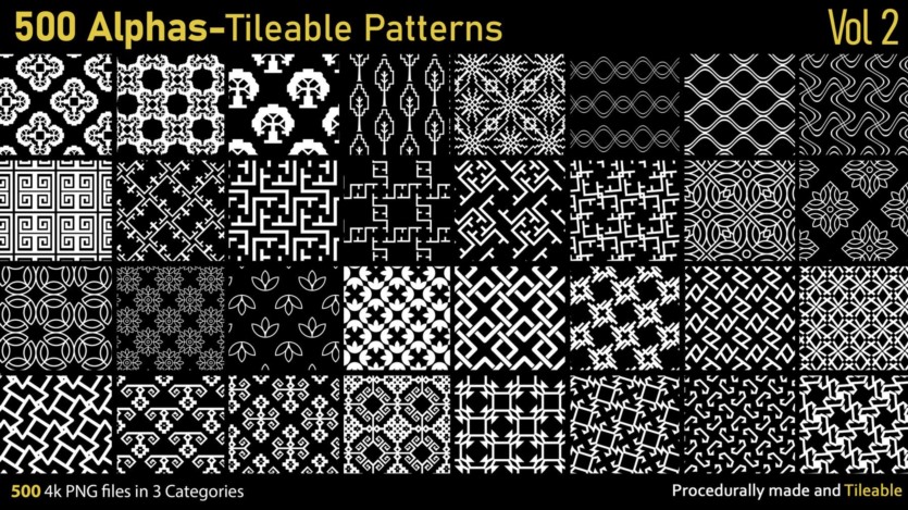 500个Alphas可平铺图案 500 Alphas Tileable Patterns Vol 2