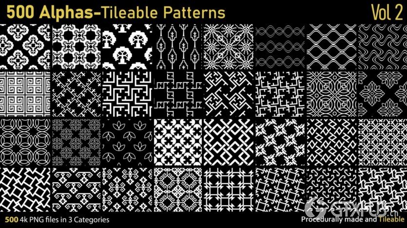 500个Alphas可平铺图案 500 Alphas Tileable Patterns Vol 2