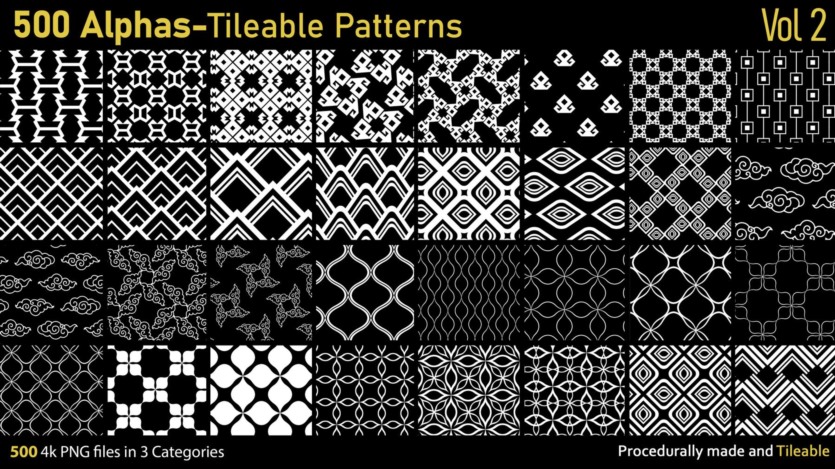 500个Alphas可平铺图案 500 Alphas Tileable Patterns Vol 2