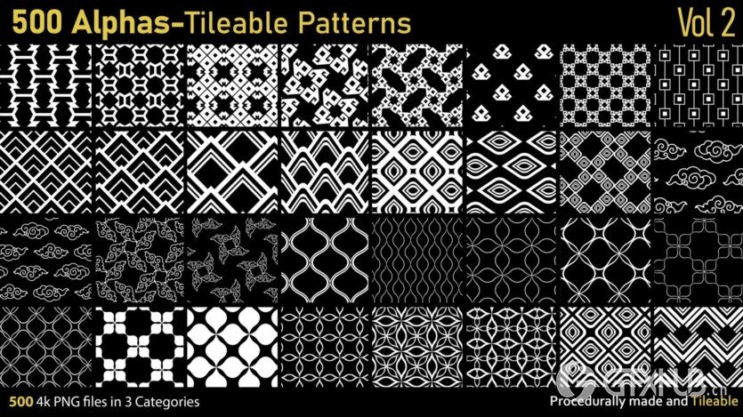 500个Alphas可平铺图案 500 Alphas Tileable Patterns Vol 2