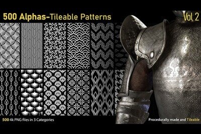 500个Alphas可平铺图案 500 Alphas Tileable Patterns Vol 2