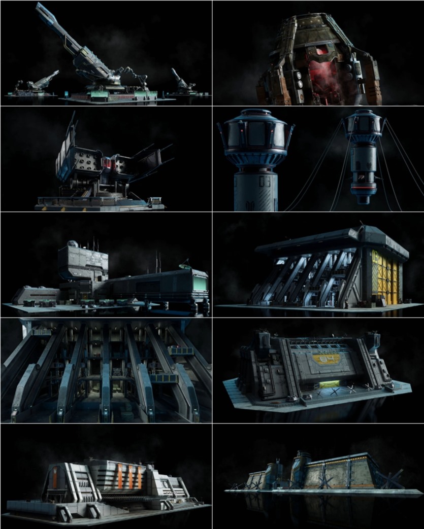 未来科幻军事基地战争防线建筑3D模型 Kitbash3D - Future Warfare（.OBJ .fbx .blend）
