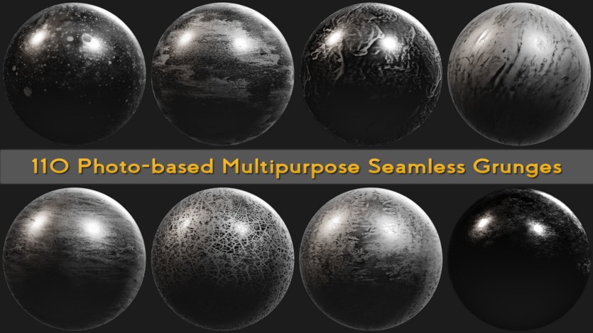 110个基于照片的多用途高光遮罩无缝贴图 110 Photo-based Multipurpose Seamless Grunges
