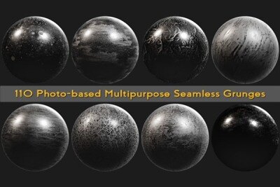 110个基于照片的多用途高光遮罩无缝贴图 110 Photo-based Multipurpose Seamless Grunges