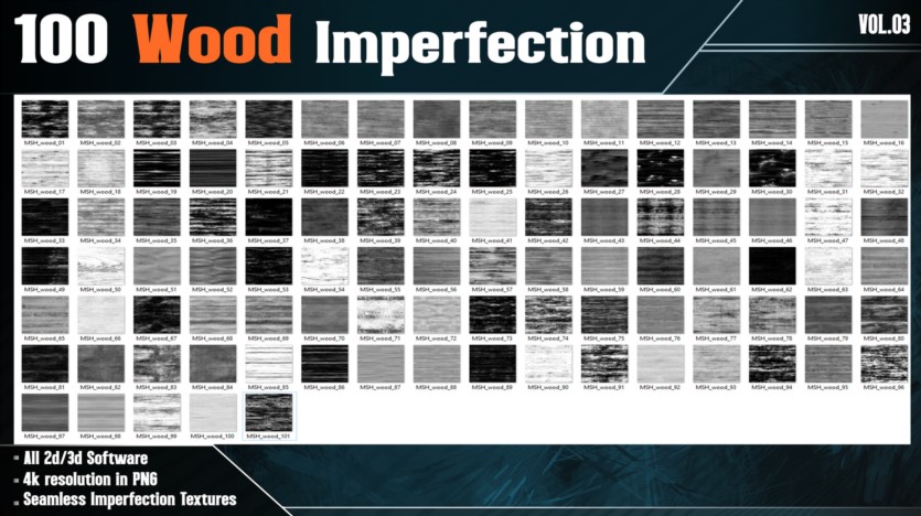 100种木材缺陷不完美高光遮罩贴图 100 Wood Imperfection Texture - Vol.03