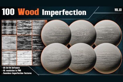 100种木材缺陷不完美高光遮罩贴图 100 Wood Imperfection Texture – Vol.03