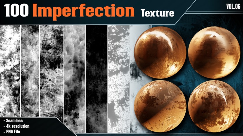 100种瑕疵不完美高光遮罩贴图 100 Imperfection Texture - Vol.06( 4K In PNG )