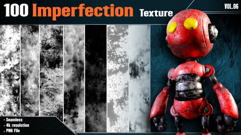 100种瑕疵不完美高光遮罩贴图 100 Imperfection Texture - Vol.06( 4K In PNG )