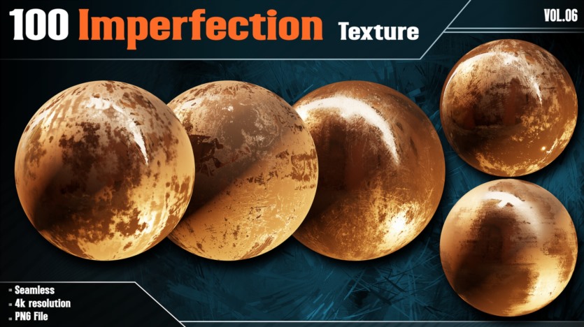 100种瑕疵不完美高光遮罩贴图 100 Imperfection Texture - Vol.06( 4K In PNG )