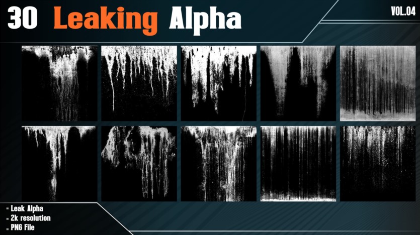 30个水或水泥砂浆渗漏Alpha贴图 30 Leaking Alpha - Vol 04