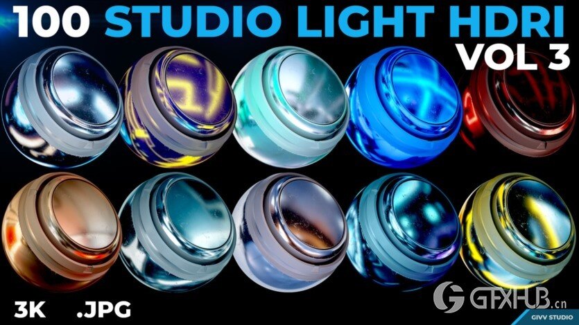 100 个工作室HDRI全景环境贴图 Artstation - 100 Studio Light HDRI Vol 3
