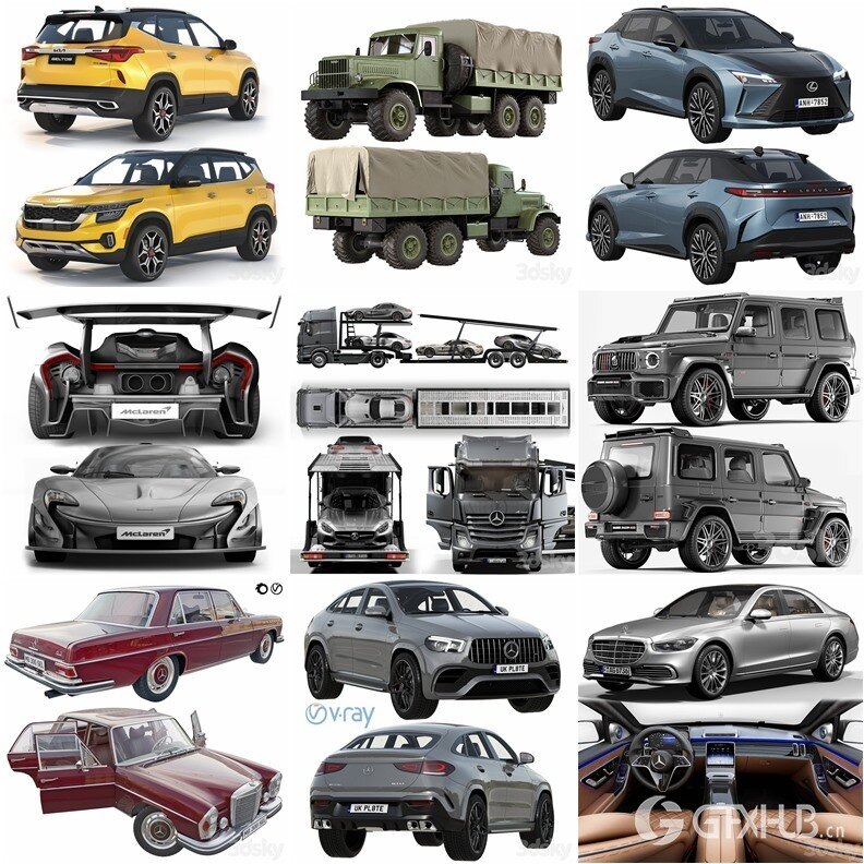 3DSky Pro 41套高精度汽车3D模型合集4.13GB (MAXOBJFBX)