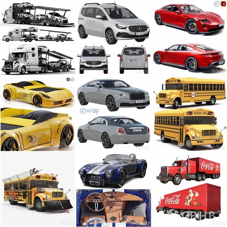 3DSky Pro 41套高精度汽车3D模型合集4.13GB (MAXOBJFBX)