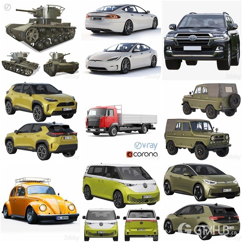 3DSky Pro 41套高精度汽车3D模型合集4.13GB (MAXOBJFBX)