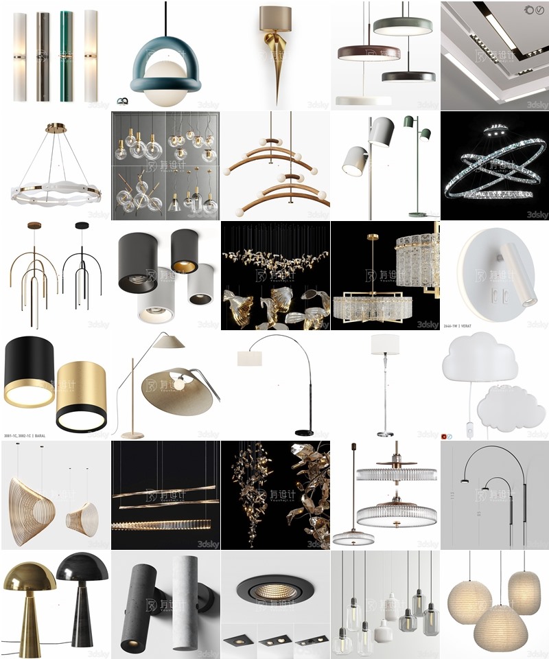 70套高精度灯具3D模型合集 3DSky PRO Lamp 3D model collection