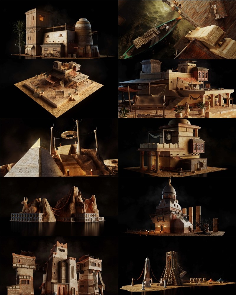 古埃及城市建筑3D模型 Kitbash3D – Age of Egypt (格式：FBXBlend)