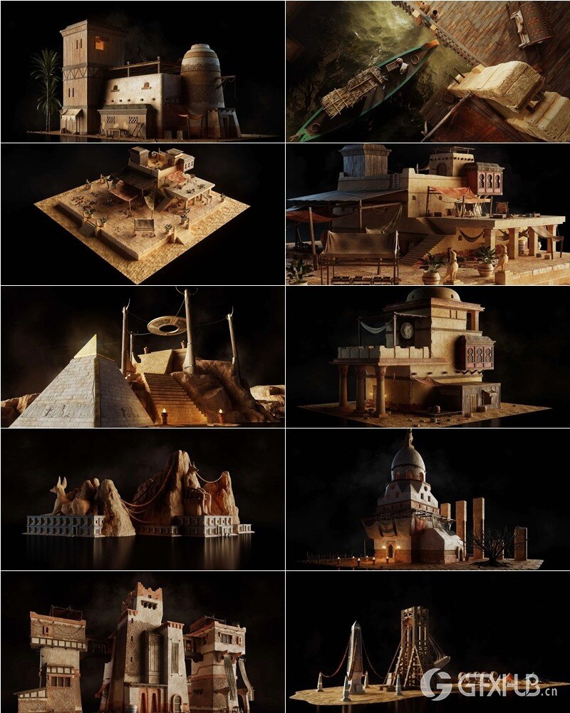 古埃及城市建筑3D模型 Kitbash3D – Age of Egypt (格式：FBXBlend)