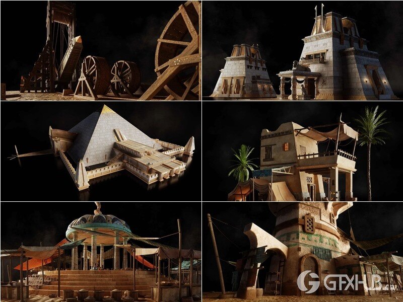 古埃及城市建筑3D模型 Kitbash3D – Age of Egypt (格式:FBXBlend)