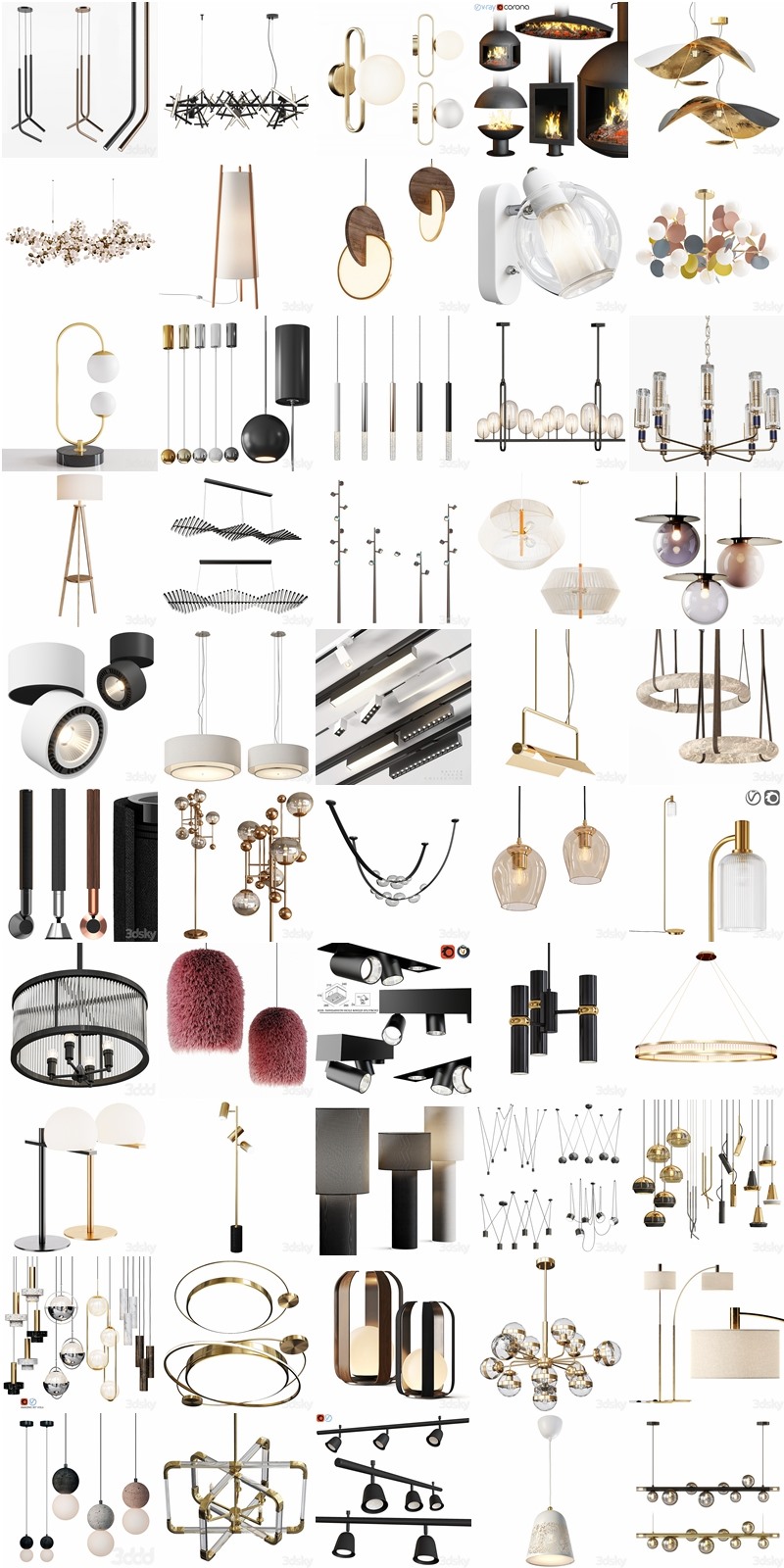 90套高精度灯具3D模型合集 3DSky PRO Lamp 3D model collection