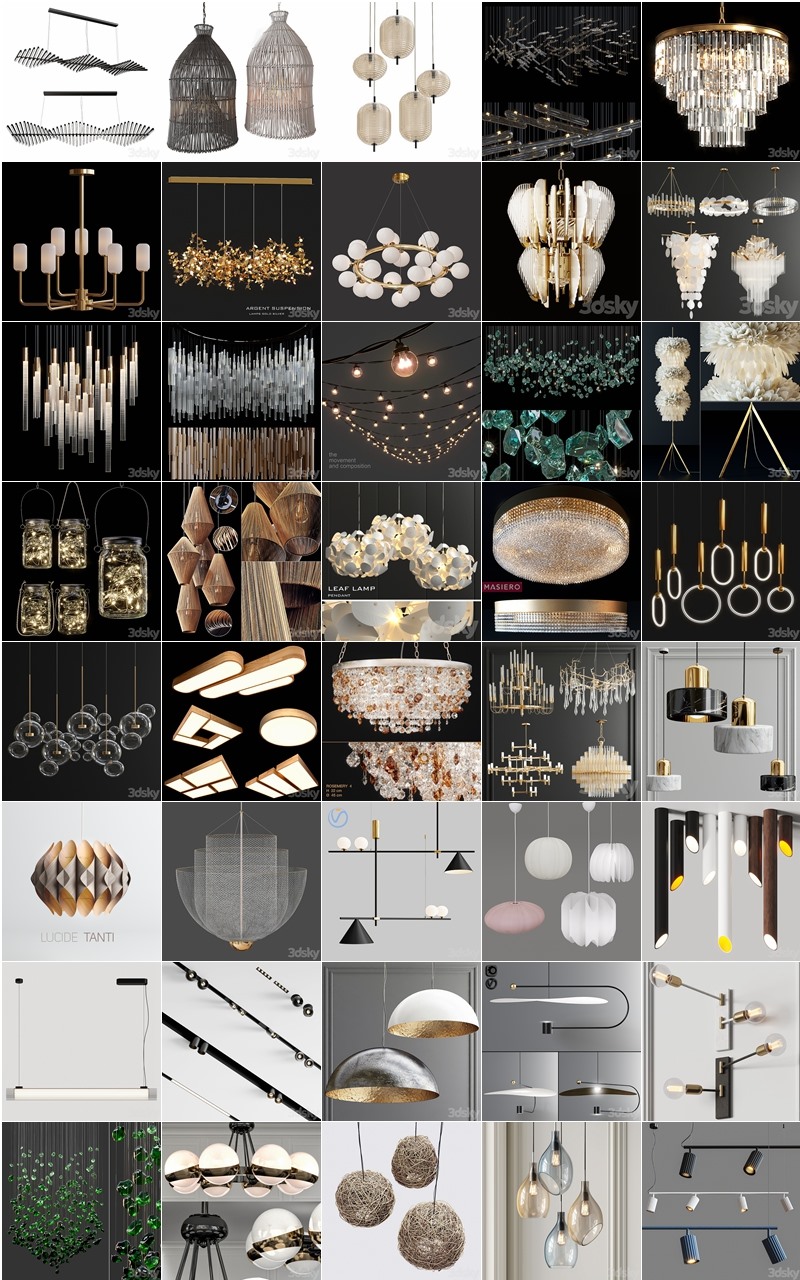 90套高精度灯具3D模型合集 3DSky PRO Lamp 3D model collection