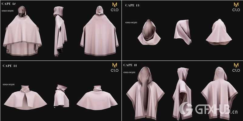 14个斗篷模型（男/女）14 Cape Models (Male / Female) - Marvelous Designer / CLO3D PROJECTS+OBJ+FBX