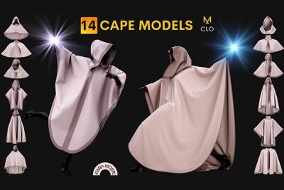 14个斗篷模型（男/女）14 Cape Models (Male / Female) – Marvelous Designer / CLO3D PROJECTS+OBJ+FBX