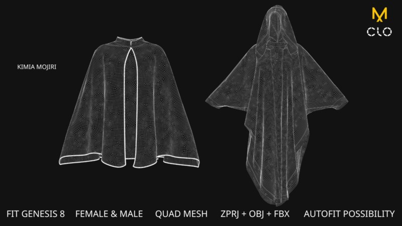 14个斗篷模型（男/女）14 Cape Models (Male / Female) - Marvelous Designer / CLO3D PROJECTS+OBJ+FBX