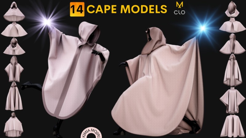 14个斗篷模型（男/女）14 Cape Models (Male / Female) - Marvelous Designer / CLO3D PROJECTS+OBJ+FBX