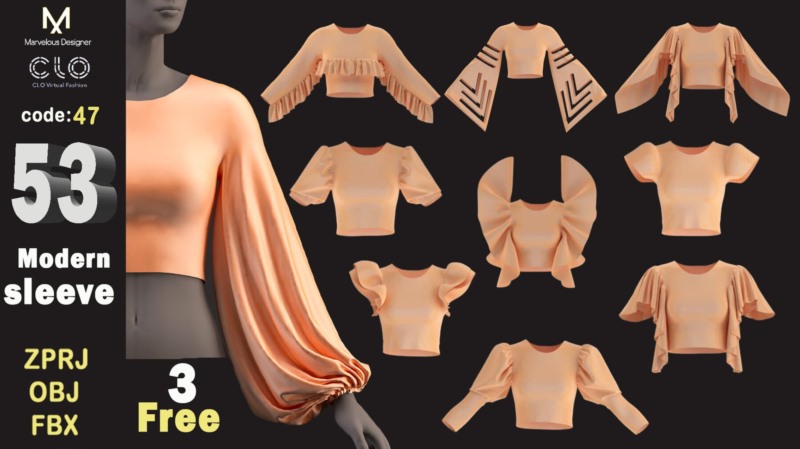 53个女士服装模型 53 Sleeves (ZPRJ FBX OBJ MTL)