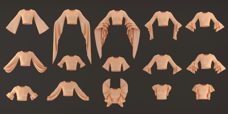 53个女士服装模型 53 Sleeves (ZPRJ FBX OBJ MTL)